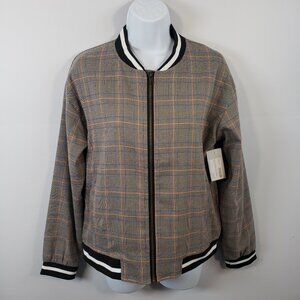 NEW ~ Hem & Thread Plaid Bomber Jacket Size Small NWT with Trim MSR $58  / A160